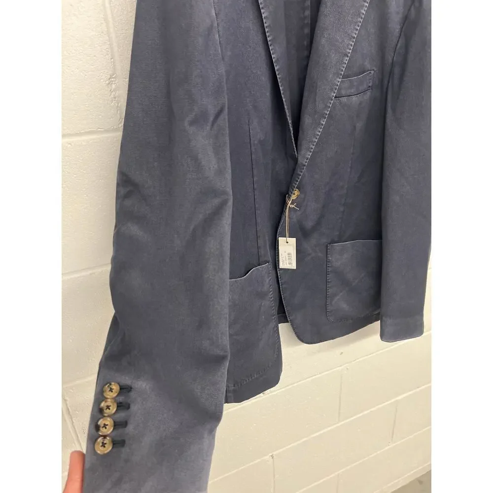 New $995 Eleventy EU sz eu 60 US 48  navy blue solid sport coat jacket midweight